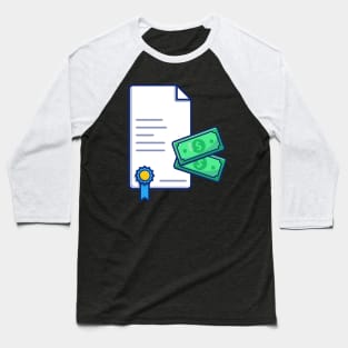 Scholarship, Certificate, Badge And Money Cartoon (2) Baseball T-Shirt